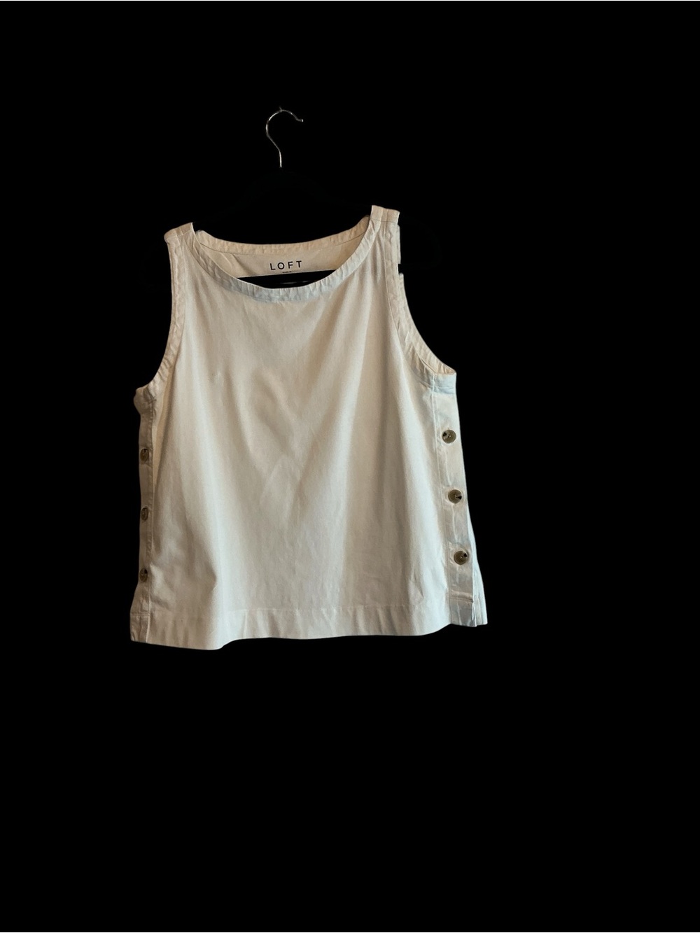 LOFT White Side-Button Sleeveless Tank Large